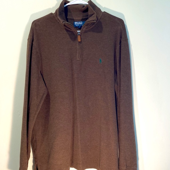 Mens Brown Polo Quarter-zip Sweater - Picture 7 of 7